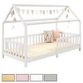 Hausbett Montessori Bett Kiefer 90 x 200 Tipibett mit Dach und rausfallschutz