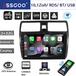 10.1" Autoradio Carplay Android 13 2+32G +KAM RDS Für Suzuki Swift III 2005-2010