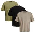  Übergroßes Herren-T-Shirt Jack & Jones Rundhalsausschnitt lose kastenförmige Passform einfaches T-Shirt S-XL