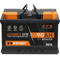 EXAKT EFB Autobatterie 90Ah 12V Start Stop Batterie statt 70Ah 75Ah 80Ah Stopp