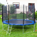 Trampolin Gartentrampolin 305cm Blau mit Sicherheitsnetz Randabdeckung Leiter