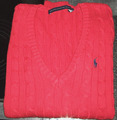 Ralph Lauren Damen Pullover Zopfmuster Gr. M - Rot mit Logo - Wolle - Top