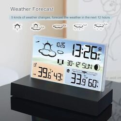 Funk Wetterstation Farbdisplay mit Außensensor Digital Thermometer Hygrometer