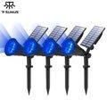 4 Stück LED Blau Solarstrahler Solarleuchte Solarlampe Gartenstrahler Spot Light