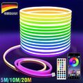 5-20m Neon LED Strip Streifen RGB Flex Schlauch diffus Lichtband Dimmbar APP DHL