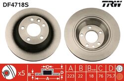 2x TRW Bremsscheibe DF4718S für TOUAREG 16,8 VW TRANSPORTER T5 Bus 7HB 7HJ 7EB