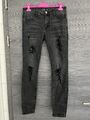 Skinny Jeans Schwarz Grau Gr. 28, mit Pailletten 