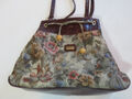 PICARD Gobelin Shopper Beutel Bag City große Tasche "Kroko" braun Blumen bunt/15