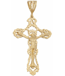 24K Echtes massives Gold XL Kruzifix Jesus am Kreuz Charm GL lebenslange Garantie