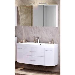 Badezimmer-Möbel Waschplatz Set Hochglanz Waschtisch Spiegelschrank Gäste Bad WC