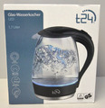 T24 Glas Wasserkocher 1,7 Liter mit LED-Beleuchtung Glas Schwarz Neu