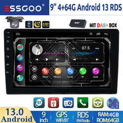 DAB+ 9'' 2DIN 4+64G Autoradio Android 13 Carplay GPS NAVI WIFI BT RDS USB Kamera