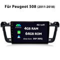 Carplay Für Peugeot 508 2011-2018 4+64G Android 13 Autoradio GPS NAVI 4G WIFI BT