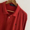 Ralph Lauren Poloshirt Größe XL X Large rot einfarbig Baumwolle normale Passform Langarm