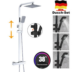 Duschsystem Regendusche Set 3 Funktion Handbrause Duscharmatur mit Thermostat