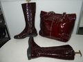 PICARD Damen Tasche + YELLO MILLES Stiefel - Bordeaux aus Lackleder - NP 289 € 