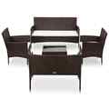 5-tlg. Garten-Lounge-Set mit Auflagen Poly Rattan Braun