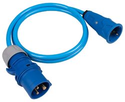 Adapterleitung blau CEE Stecker 230V 3-polig 16A auf Schuko Kupplung Camping PUR