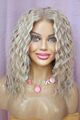 Perücke remy Echthaar Lace Wig asch hellblond eisblond grau Highlights Ombre Bob