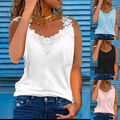Damen V-Neck Spitze Trägertop Sommer T-Shirt Oberteile Freizeit Tunika Tanktop