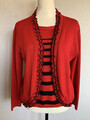 Lizzi Clarke Damen Pullover Strickjacke Gr. M/L (14-16) rot langarm gestreift