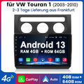 10" Für VW Touran 1T1 1T2 1T3 2003-2010 Android 13 Autoradio GPS Car-Play 4G+64G