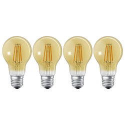 4x Ledvance Smart+ Filament A60 Birnen 6W E27 Gold extra warmweiß dimmbar ZigBee