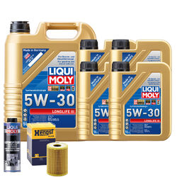 Motoröl 5W30 LIQUI MOLY Longlife Iii 9L+HENGST Ölfilter +Spülung