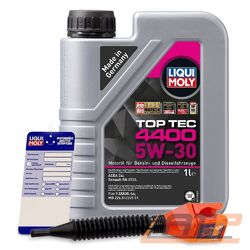 1 L LITER LIQUI MOLY TOP TEC 4400 5W-30 MOTOR-ÖL MOTOREN-ÖL 50048039### INKL. ÖLWECHSEL-ANHÄNGER + EINFÜLLTRICHTER ###