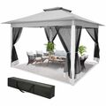 Pavillon 3,3x3,3m Gartenzelt mit 4 Moskitonetz Festzelt UV-schutz Partyzelt