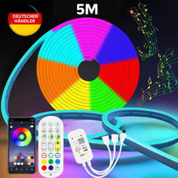 Neu 5m Neon LED Strip Streifen 230V Dimmbar RGB Flex Schlauch diffus Lichtband