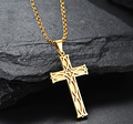 18k Gold Luxus Anhänger vergoldet Jesus Kreuz 3x5cm groß Edelstahl Herren Damen