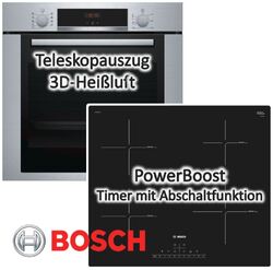 Bosch HERDSET SET INDUKTION AUTARK Backofen Edelstahl + Induktions-Kochfeld 60cm