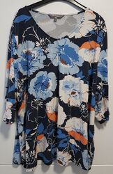 Ulla Popken Stretch-T-Shirt, Gr. 58/60, floraler Druck, Übergröße, 3/4 Ärmel,