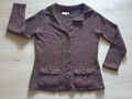 CANDA Strickjacke Cardigan Gr. M/38 braun Wolle Bouclé Knöpfe Taschen Kragen TOP