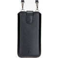 Burkley Leder Etui für iPhone 11 Pro Sleeve mit Trage-Riemen und Kartenfach