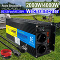 2000W 4000W Reiner Sinus Spannungswandler 12V - 230V Wechselrichter UPS Aufladen