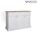 Sideboard Kommode Mehrzweckschrank Bergamo Weiß Eiche Wohnzimmer Schrank Vicco