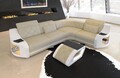 Sofa Leder Eckcouch Ledercouch LED Ecksofa Schwarz Weiß Ledersofa Genua L Form