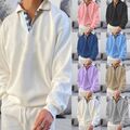 Herren Polo Pullover Sweatshirt Langarm Longsleeve Stehkragen Hemd Sweatjacke DE