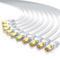 10x Primewire CAT.7 LAN-Flachbandkabel U/FTP RJ45 flexibl Verlegen Weiß 0,25m