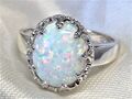 RING 925 Sterling SILBER Edelstein OPAL lab. WEIß Mega 12mm ! Gr. 17