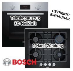 Herdset BOSCH Backofen EcoClean mit Gaskochfeld Gußeisern - autark, 60cm NEU