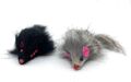 2 x Katzenspielzeug Maus mit echten Hasenfell, Echfell, 2‘er Set Schwarz / Grau