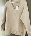 Bershka Oversize Pullover Pulli V-Ausschnitt beige Gr. XS-S nagelneu mit Etikett