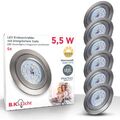 6 LED Einbaustrahler 5W dimmbar 230V flach Einbauleuchten Spots Decke SET silber