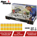 Doppel Kartuschenkocher 2 flammig Outdoor Gas Campingkocher + 4/28 Gaskartuschen