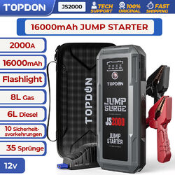 Topdon JS2000 Auto KFZ Starthilfe Jump Starter 2000A Ladegerät Booster Powerbank⭐⭐⭐⭐⭐ 8LGas/6L Diesel✅100 Real Capacity✅35 B*o*o*s*t*