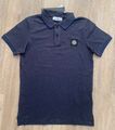 Herren Baumwolle Pikee-Poloshirt Stone Island mit Patch Logo Slimfit Dunkelblau