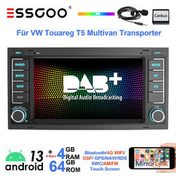 8-Kern 4+64G Android 13 Autoradio GPS DSP 4G DAB+ Für VW T5 Transporter Multivan